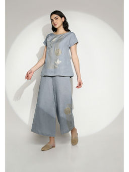 Kaveri - Shadow Blue Leaf Co-Ord (Set of 2)