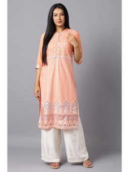 Aurelia - Peach Mughal Printed Kurta