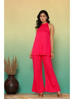 Kasya - Women Magenta Viscose Solid Co-Ord (Set of 2)