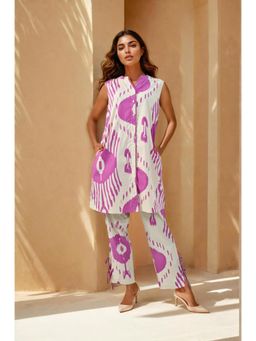 Zolo Label - Women White Pure Cotton Printed Co-Ord (Set of 2)