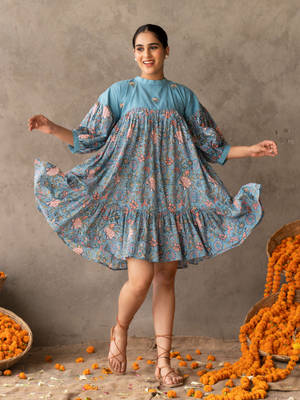 Buy Akiso Blue Short Flared Dress Online