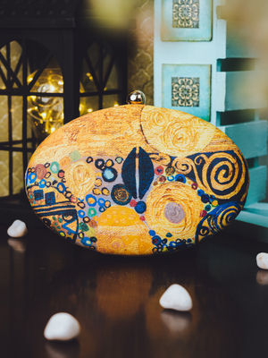NR by Nidhi Rathi Printed Yellow Clutch