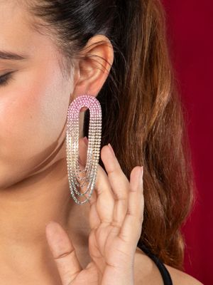 Niscka Silver Plated Waterfall Multilayer Dangler Earrings