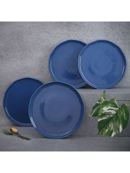 HomeTown - Palette Ceramic 10.5 Inch Dinner Plate 4 Pcs In Navy Blue Colour