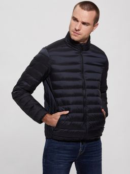 Guess - Navy Blue Polyamide Solid Puffer Jacket