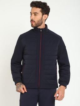 Guess - Navy Blue Polyamide Blend Solid Biker Jacket