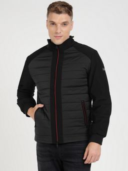 Guess - Black Polyamide Blend Solid Biker Jacket