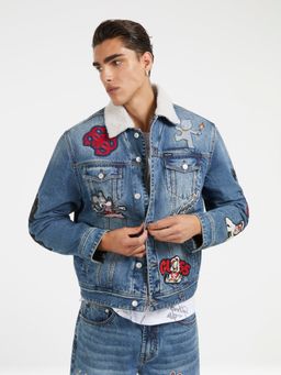 Guess - Blue Pure Cotton Printed Denim Jacket