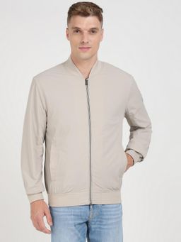 Guess - Grey Polyamide Blend Solid Bomber Jacket