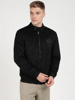Guess - Black Polyester Blend Solid Harrington Jacket