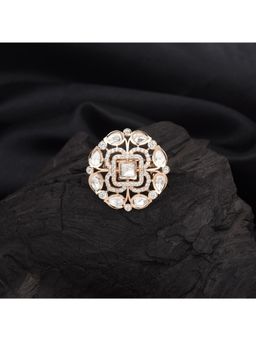 SHILLYN - Celestial Rose Gold Kundan Statement Ring