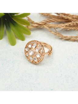 SHILLYN - Royal Floral Full Kundan Circular Statement Cocktail Ring