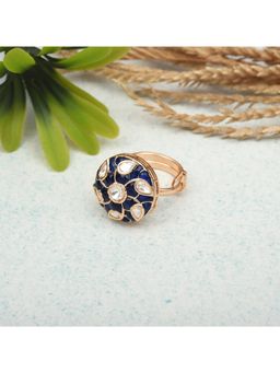 SHILLYN - Blue Vintage-Inspired Meenakari Domed Ring