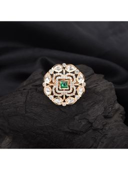SHILLYN - Emerald-Center Floral Halo Statement Ring