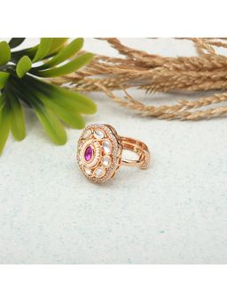 SHILLYN - Royal Rose Gold Kundan Statement Ring