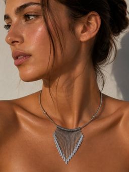Niska - Silver Fringe Statement Necklace for Women