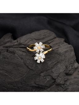 SHILLYN - Elegant Dual Flower Bypass Gold Statement Ring