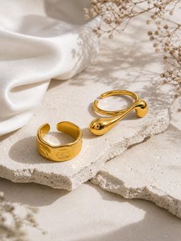 Niska - 18K Gold Plated Adjustable Open Ring (Pack Of 2)