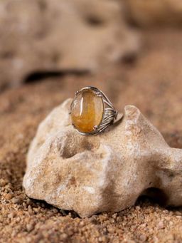 Stone Story By Shruti - 18Kgold-Plated Golden Rutile Quartz Adjustable Finger Ring