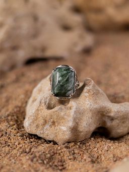 Stone Story By Shruti - Green 18K Gold-Plated Seraphinite Adjustable Finger Ring