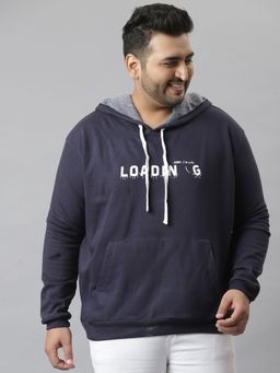Instafab Plus - Men'S Printed Stylish Hooded Casual Sweatshirts,Navy Blue