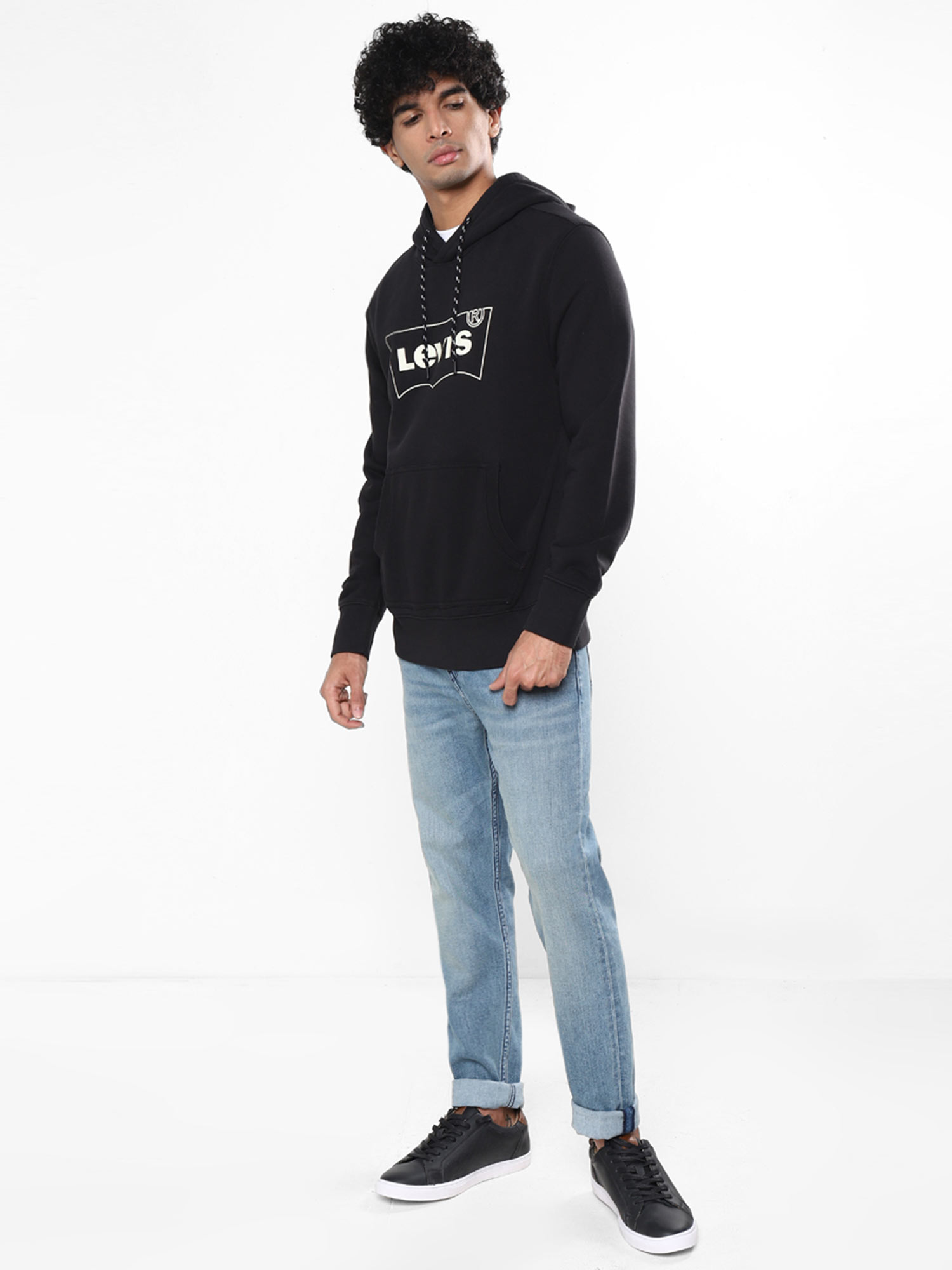 Buy Levi's Men Black Hooded Sweatshirt 