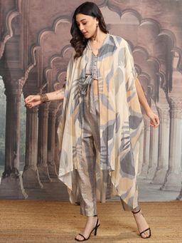 VISHUDH - Women Multi-Color Floral Crop Top with Shrug & Pant (Set of 3)