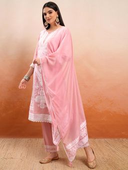 VISHUDH - Women Pink Woven Kurta with Pant & Dupatta (Set of 3)