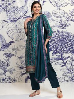 VISHUDH - Women Multi-Color Floral Kurta with Pant & Dupatta (Set of 3)