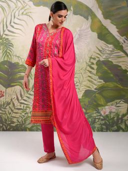 VISHUDH - Women Multi-Color Floral Kurta with Pant & Dupatta (Set of 3)