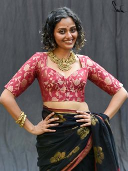 Suta - Women Maroon Floral Woven Design Stitched Blouse