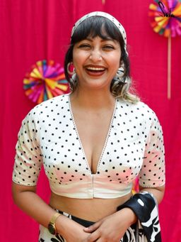 Suta - Women White Polka Dot Printed Stitched Blouse