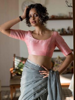 Suta - Women Pink Solid Viscose Blend Stitched Blouse