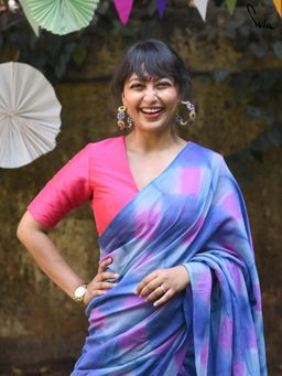 Suta - Women Pink Solid Raw Silk Stitched Blouse