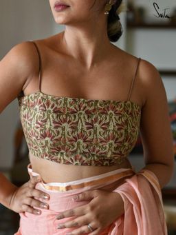 Suta - Women Multi-Color Floral Printed Sleeveless Cotton Stitched Blouse