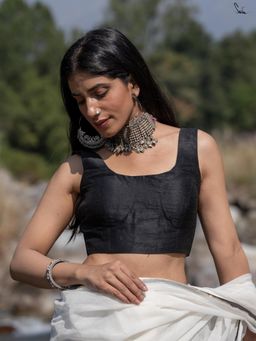 Suta - Women Black Solid Stitched Blouse