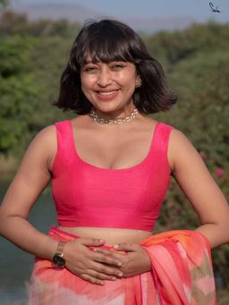 Suta - Women Pink Solid Stitched Blouse