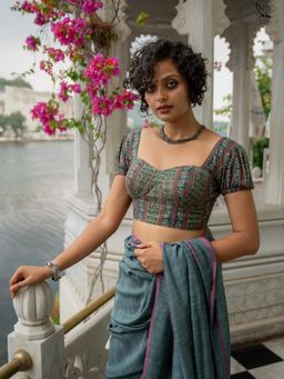 Suta - Women Green Floral Printed Cotton Stitched Blouse