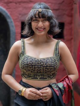 Suta - Women Black Embroidered Stitched Blouse