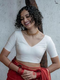 Suta - Women Off White Solid Stitched Blouse