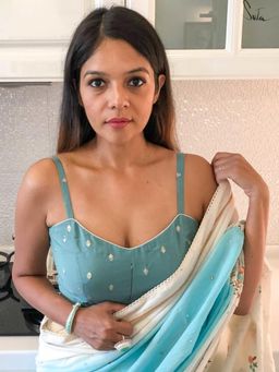 Suta - Women Blue Rayon Embroidered Stitched Blouse