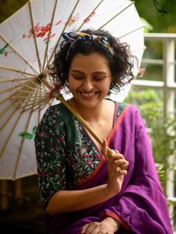 Suta - Women Green Floral Embroidered Stitched Blouse