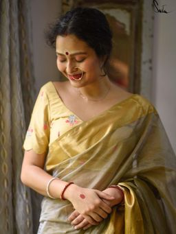 Suta - Women Yellow Floral Embroidered Stitched Blouse