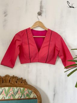 Suta - Women Pink Printed Hand Painted Cotton Stitched Blouse