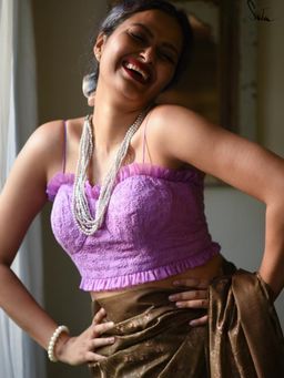 Suta - Women Purple Cotton Chikankari Embroidered Stitched Blouse