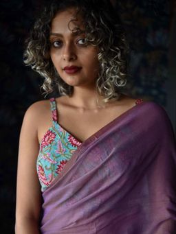 Suta - Women Blue Floral Printed V-Neck Stitched Blouse