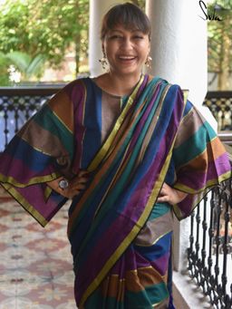 Suta - Women Multi-Color Striped Handloom Cotton Stitched Blouse