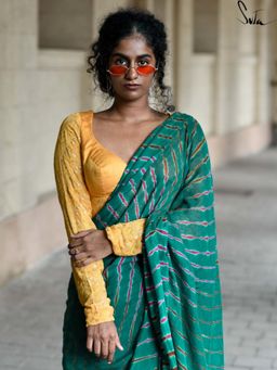 Suta - Women Yellow Embroidered Georgette Stitched Blouse