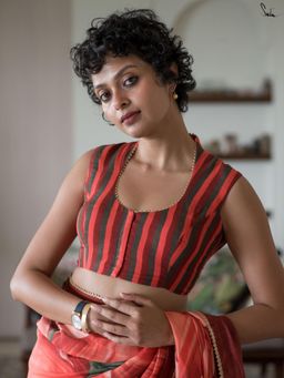 Suta - Women Multi-Color Striped Printed Pure Cotton Stitched Blouse