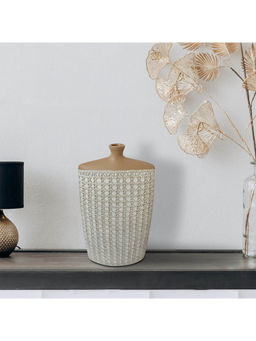 HomeTown - Zenith Polyresin Bottle Macrame Vase 40Cm In White